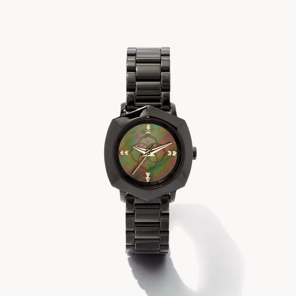 Kendra Scott Dira Black Stainless Steel 28mm Watch in Black Mother-of-Pearl